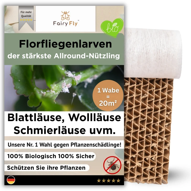 FairyFly® - Florfliegenlarven - 500 Larven je Wabe gegen Blattläuse, Wollläuse und weitere Schädlinge