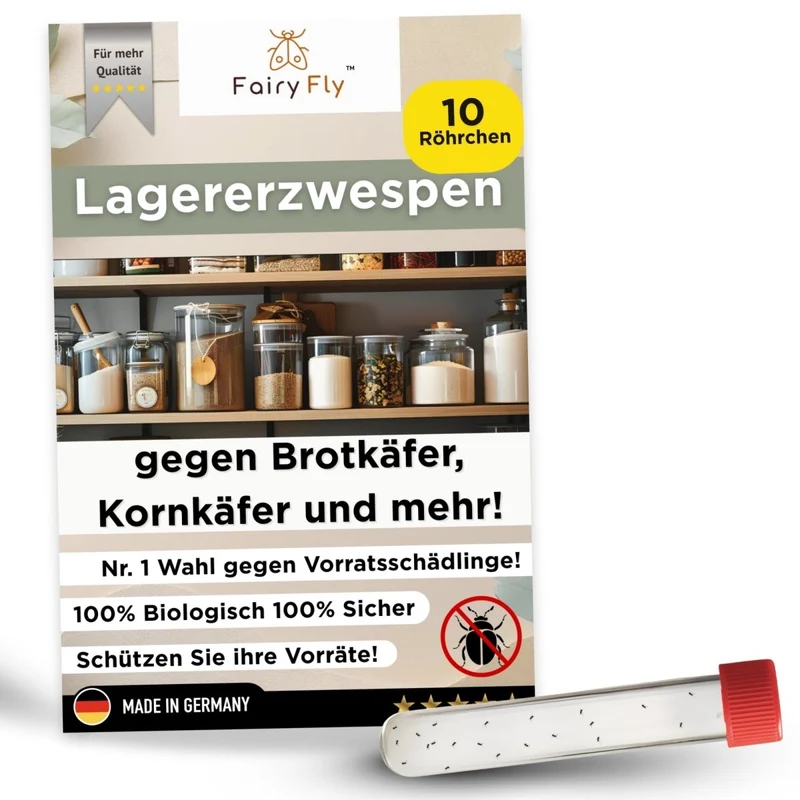 Lagererzwespen gegen Brotkäfe & Kornkäfer - 40 Nützlinge aus deutscher Zucht pro Röhrchen