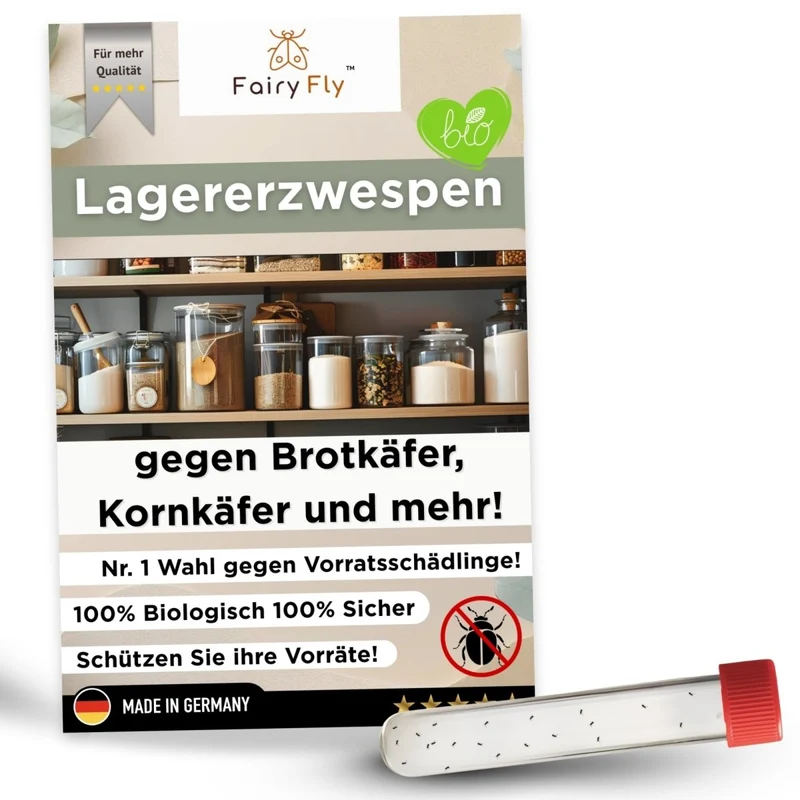 Lagererzwespen gegen Brotkäfe & Kornkäfer - 40 Nützlinge aus deutscher Zucht pro Röhrchen