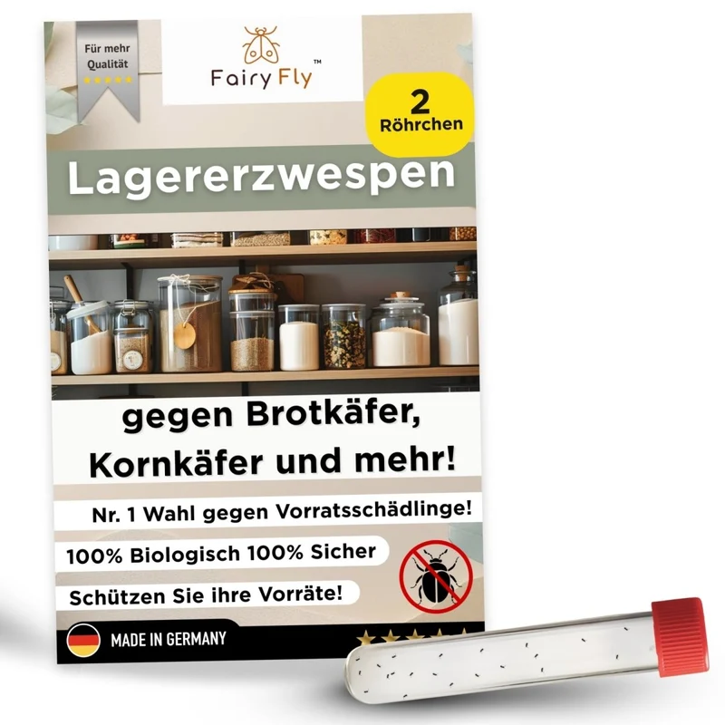 Lagererzwespen gegen Brotkäfe & Kornkäfer - 40 Nützlinge aus deutscher Zucht pro Röhrchen