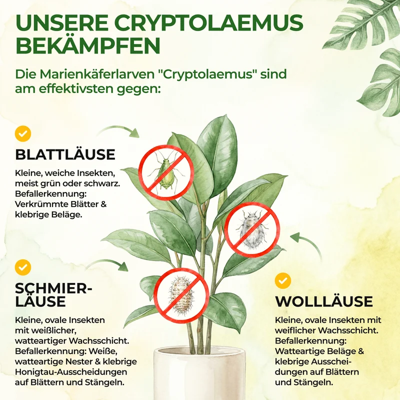 Australische Marienkäfer - Larven gegen Wollläuse, Schmierläuse & Blattläuse