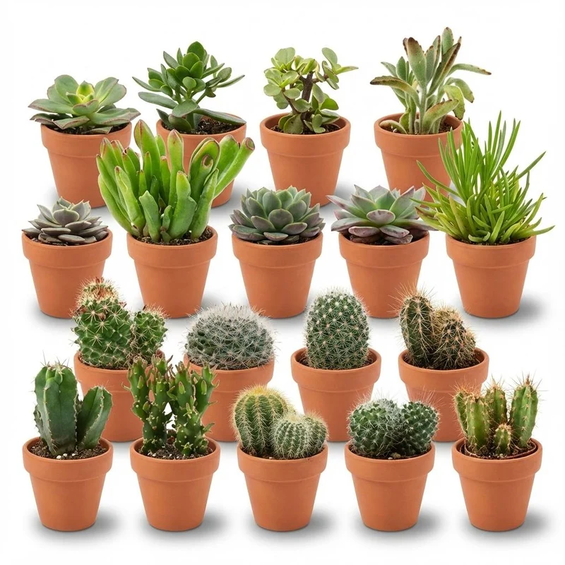 Mini Kakteen & Sukkulenten Mix – 8,1 cm Topf, 5–10 cm hoch, im Terrakottatopf
