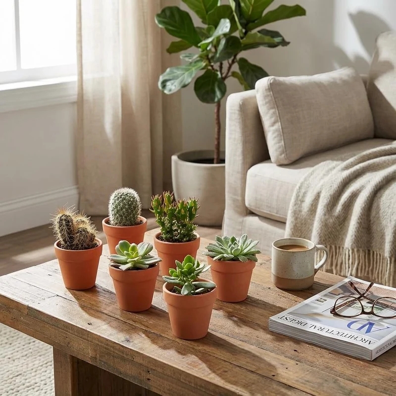 Mini Kakteen & Sukkulenten Mix – 8,1 cm Topf, 5–10 cm hoch, im Terrakottatopf