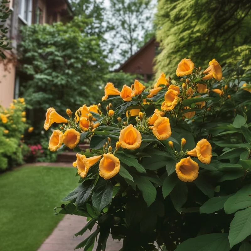 Campsis radicans 'Flava' – gulblomstrende trompetranke, 2 planter, 11 cm potte, 40 cm højde