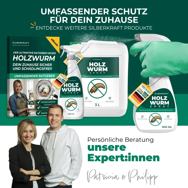 Holzwurm Spray: Holzwurmmittel gegen Holzwürmer, Holzbock & Nagekäfer für Innen & Außen inkl. E-Book