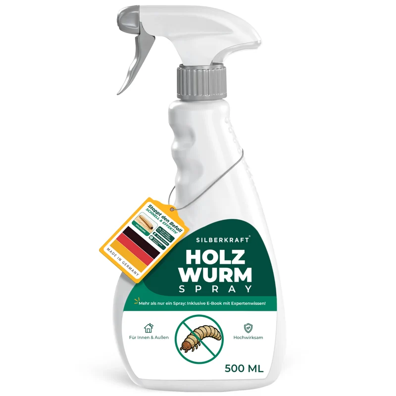 Holzwurm Spray: Holzwurmmittel gegen Holzwürmer, Holzbock & Nagekäfer für Innen & Außen inkl. E-Book