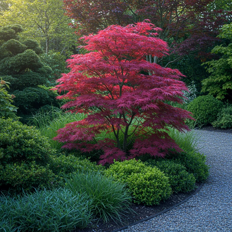 Japanischer Ahorn – Sorte ‘Atropurpureum’, lila, laubabwerfend, 19 cm Topf, 70 cm Höhe