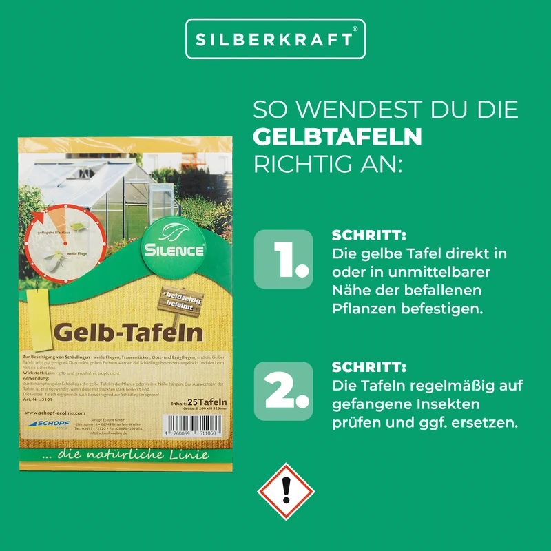 Silence Gelbtafeln (groß): Optimales Monitoring gegen weiße Fliegen, Trauermücken und Blattläuse