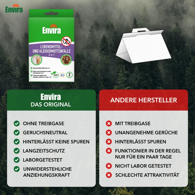 Envira Lebensmittelmotten- und Kleidermottenfalle 2 in 1