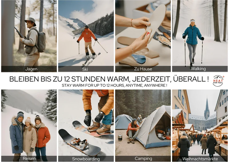 Heat for Feet, 10 Paar Wärmesohlen, bis zu 12 Std. Wärme, Einheitsgröße 36-46, dünn & flexibel, Sohlenwärmer,Sofort wärmende Einlegesohlen,Schuhwärmer