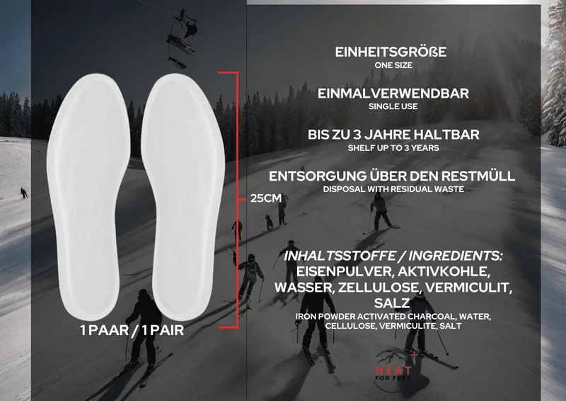 Heat for Feet, 10 Paar Wärmesohlen, bis zu 12 Std. Wärme, Einheitsgröße 36-46, dünn & flexibel, Sohlenwärmer,Sofort wärmende Einlegesohlen,Schuhwärmer