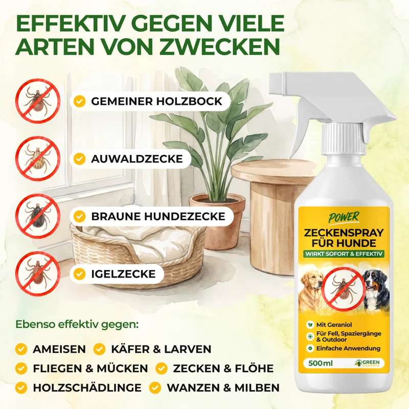 Tekenwerende spray met geconcentreerde werking voor honden