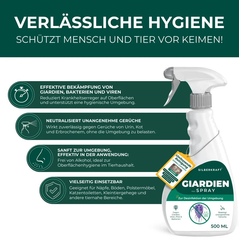 Giardienspray gegen Giardien, Bakterien, Viren & Pilze inkl. kostenloses eBook