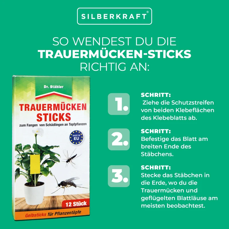 Trauermücken-Sticks: Effektive Bekämpfung von Weiße Fliegen, Trauermücken, Obst- und Essigfliegen, Thripsen und Zikaden