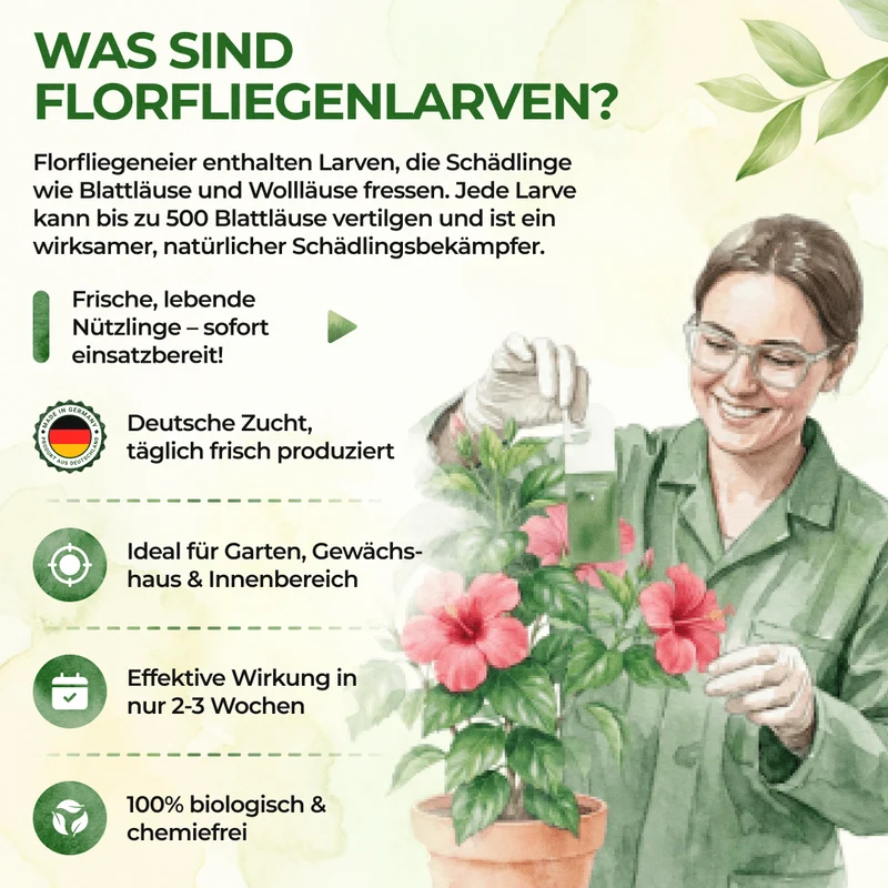Florfliegeneier gegen Blattläuse, Wollläuse