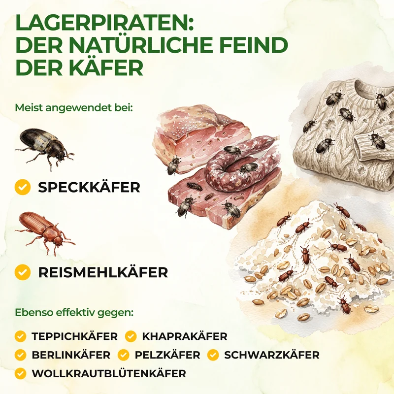 Lagerpiraten mod spisekammerbiller, rismelbiller, pelsbiller og tæppebiller
