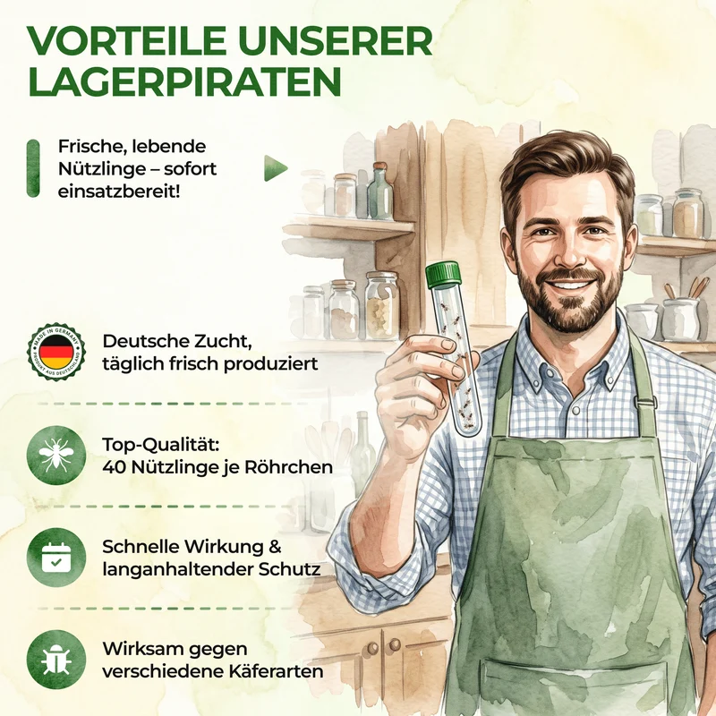 Lagerpiraten mod spisekammerbiller, rismelbiller, pelsbiller og tæppebiller