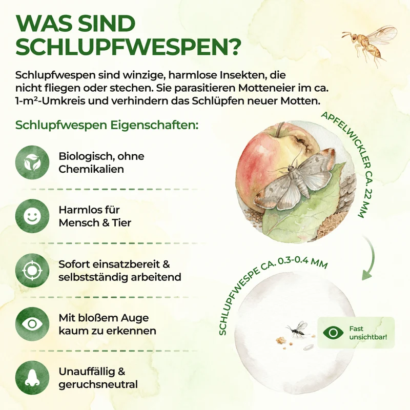 Schlupfwespen gegen Apfelwickler