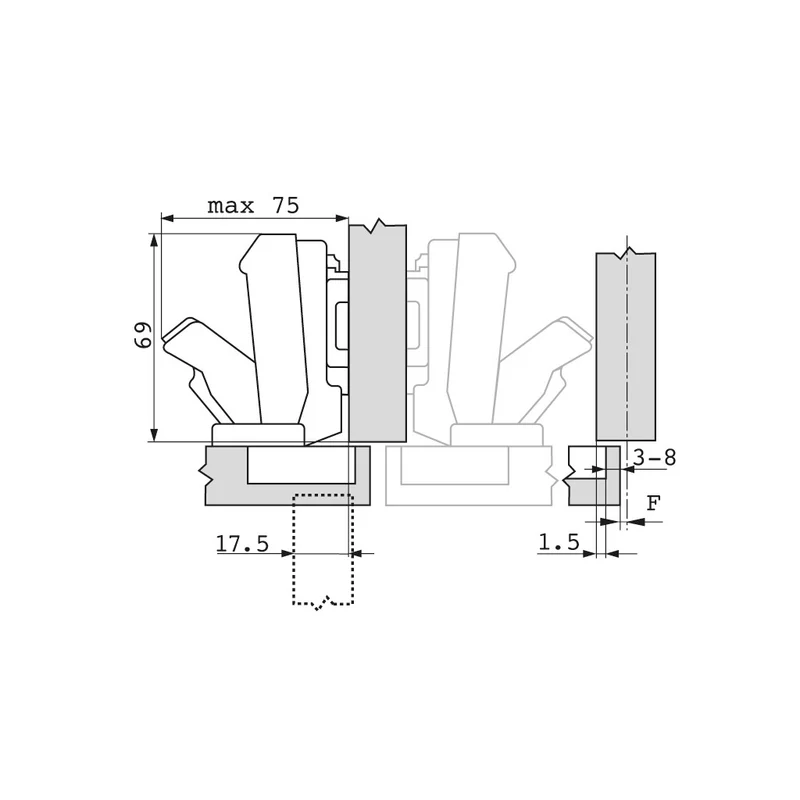 CLIP top Scharnier 170°
