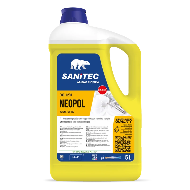 Detergente per lavaggio manuale stoviglie Sanitec Neopol Agrumi 5 litri