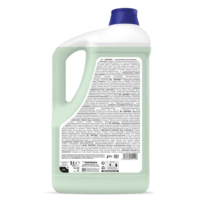 Ammorbidente concentrato per tessuti Sanitec Softdet Muschio Bianco 5 lt