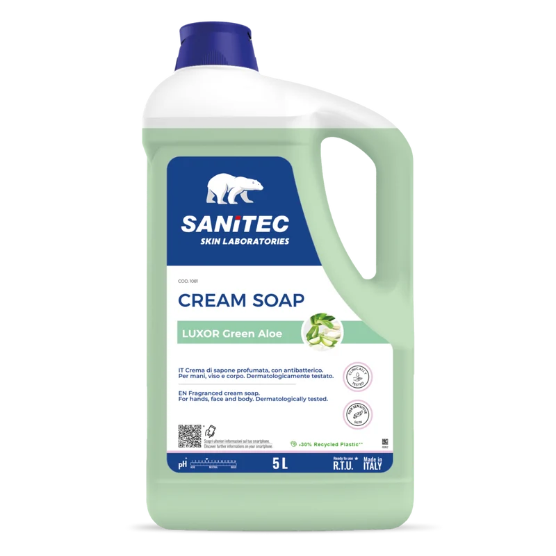 Sapone antibatterico Sanitec Cream Soap Luxor Green Aloe 5 litri