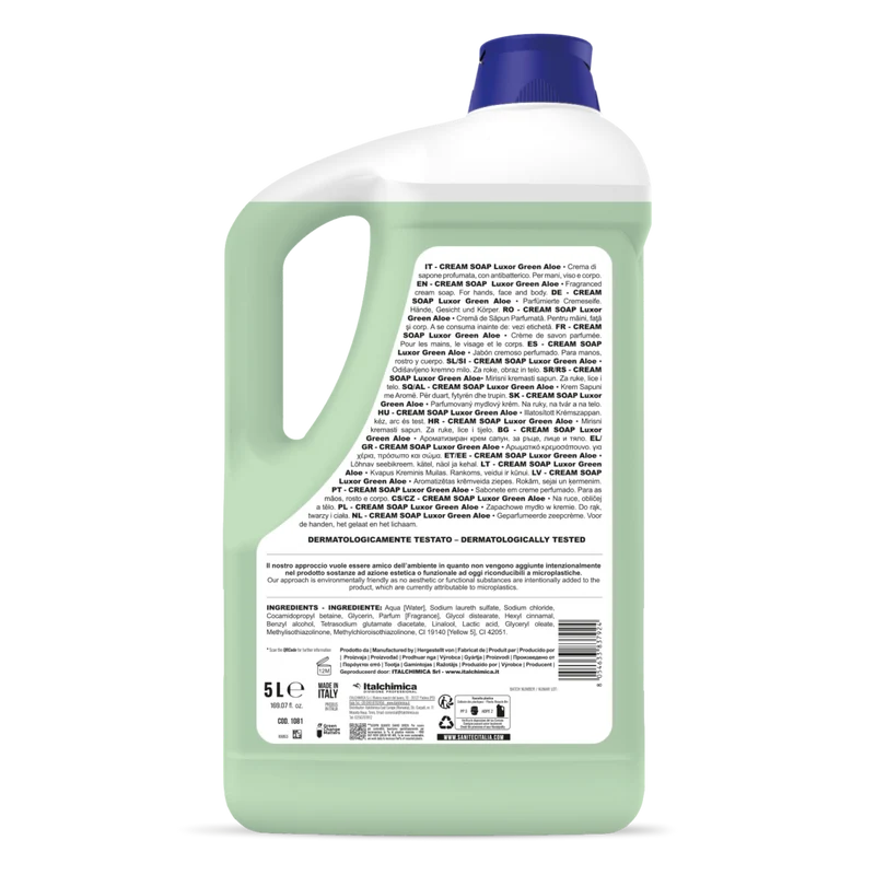 Sapone antibatterico Sanitec Cream Soap Luxor Green Aloe 5 litri