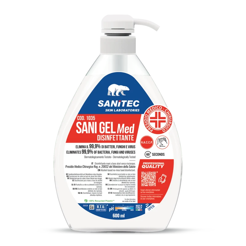Disinfettante mani a base di alcol Sanitec Sani Gel Med 600 ml