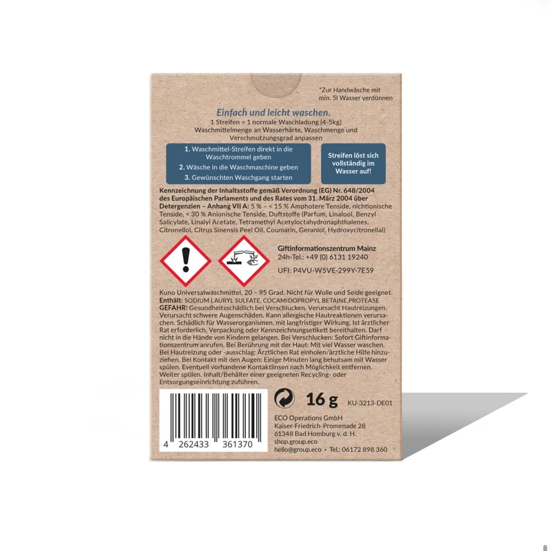 Kuno Universal Waschmittel Blätter, Multipack: 30 x 8 Waschladungen