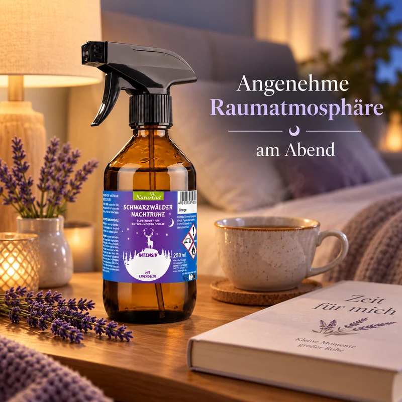 Schwarzwälder Nachtruhe Intensiv Spray 250 ml | Lavendel Raumspray mit echtem Lavendelöl | Duftspray für Schlafzimmer & Abendroutine | Entspannender Lavendelduft