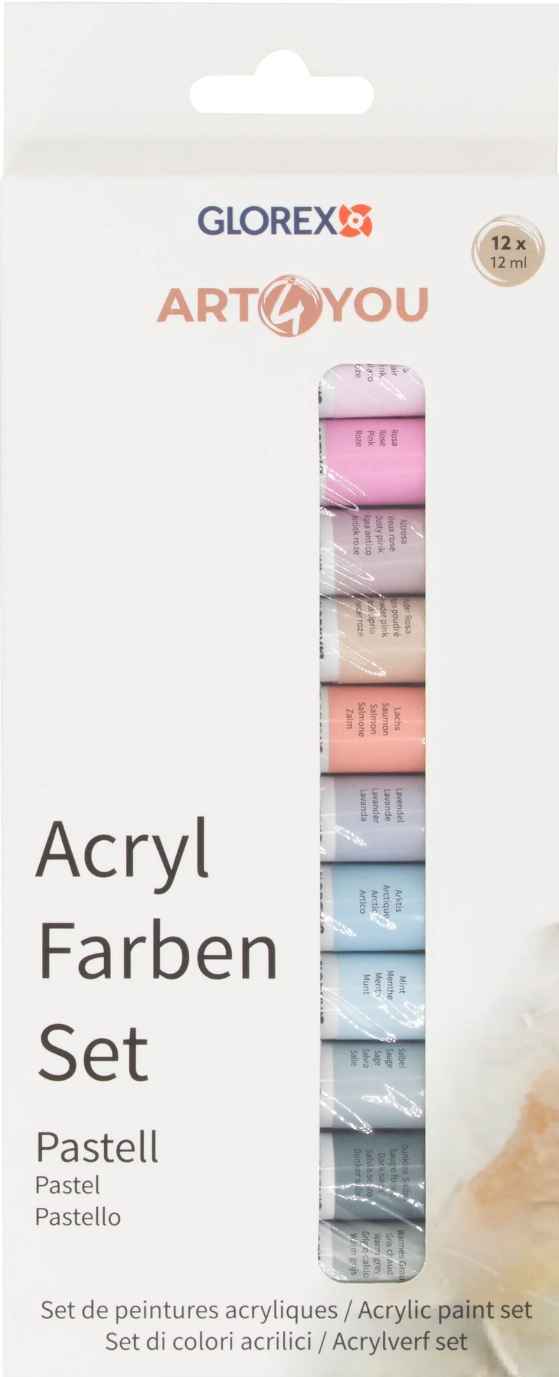 Acrylfarben-Set Pastell 12St, je 12ml – Bastel- & Künstlerfarben Set