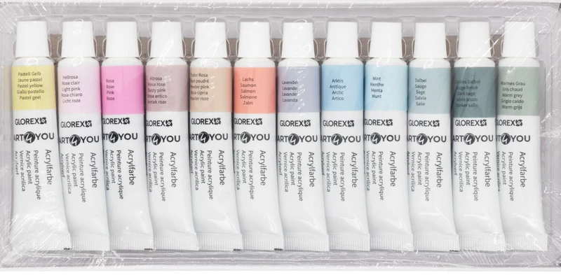 Acrylfarben-Set Pastell 12St, je 12ml – Bastel- & Künstlerfarben Set