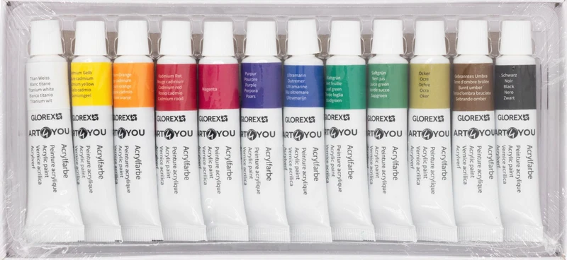 Acrylfarben-Set Basic 12St, je 12ml – Bastel- & Künstlerfarben Set