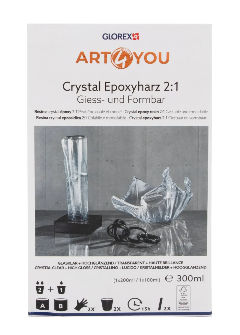 NaturGut Crystal Epoxyharz 300 ml | Kristallklares 2-Komponenten Gießharz | Für Resin Art, Schmuckherstellung, Silikonformen & DIY-Projekte | Transparent, Hochglänzend & Selbstentlüftend