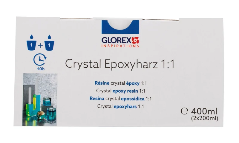 Crystal Epoxyharz 1:1 Set 400 ml – Transparentes Gießharz, Kristallklares Epoxidharz für Resin Art, Schmuckherstellung, Formen, Dekoration & DIY-Projekte