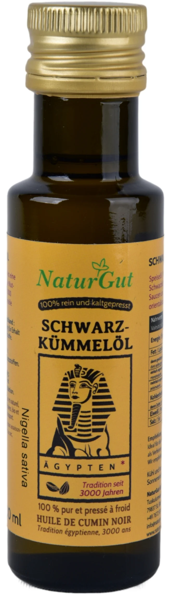 Schwarzkümmelöl 100ml Nigella sativa aus Ägypten Schwarzkümmelöl-konventionell-Kaltgepresst