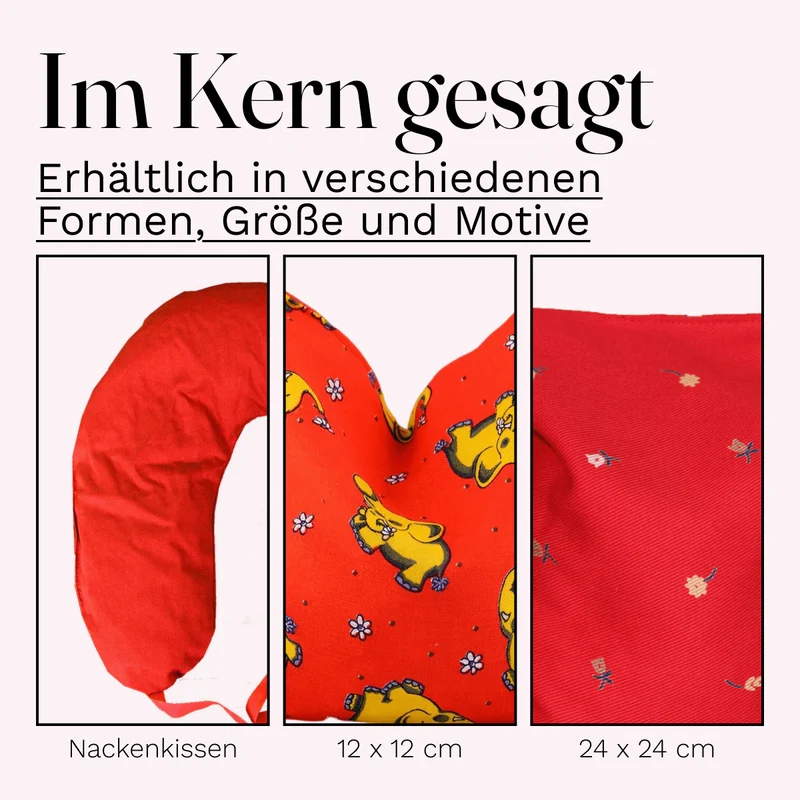 Kirschkern Nackenhörnchen uni rot ca. 37x33 cm Kirschkernkissen Wärmekissen
