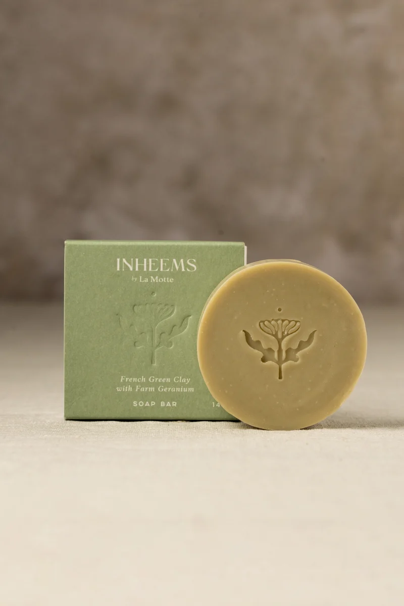 Inheems Soap Bar – Fresh Green Clay with Farm Geranium