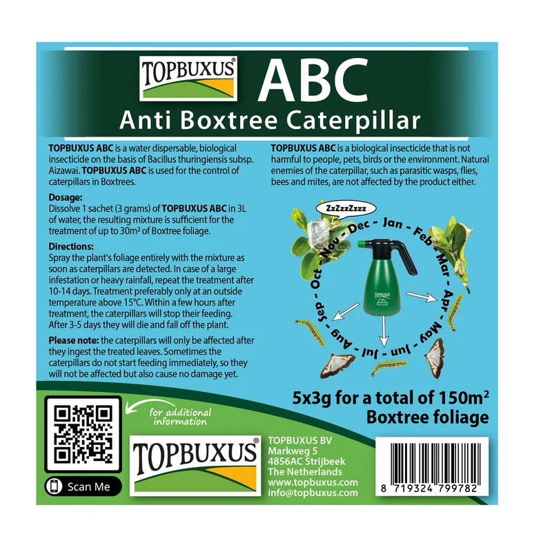 TOPBUXUS Anti-Boxtree Caterpillar – 5 x 3 g für 150 m² Buchsbaum (entspricht XenTari)