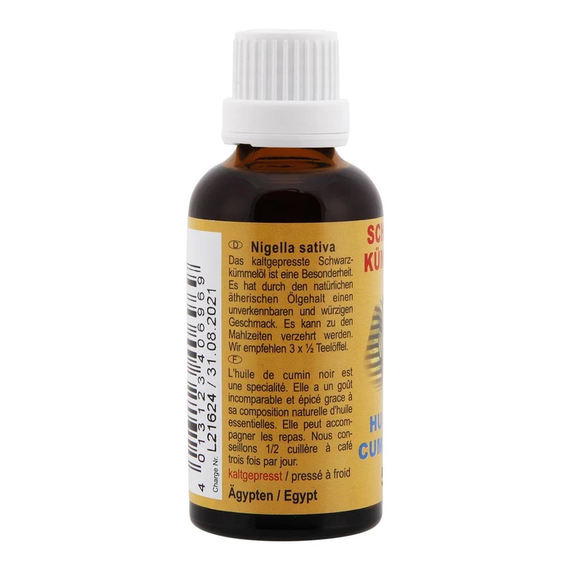 Schwarzkümmelöl 50ml Nigella sativa aus Ägypten Schwarzkümmelöl-konventionell-Kaltgepresst