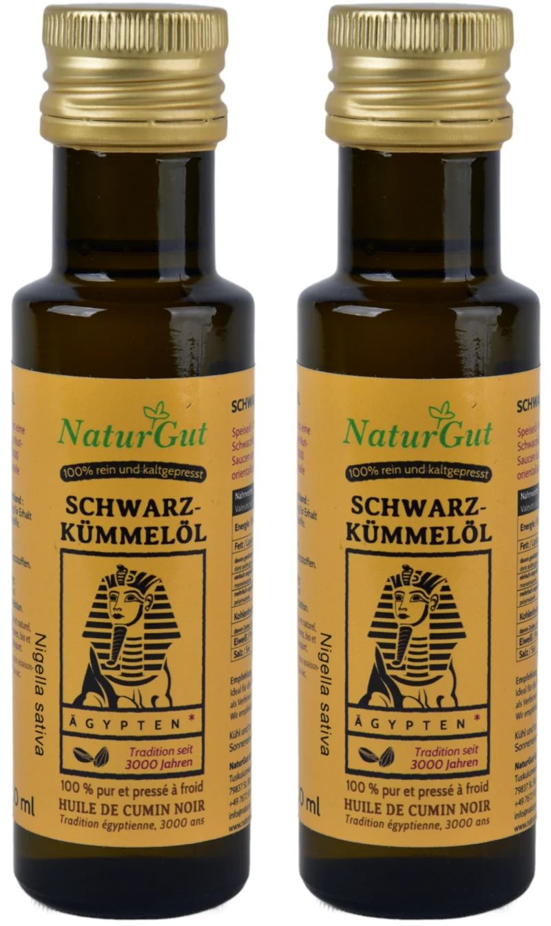 Schwarzkümmelöl 2x100ml Nigella sativa aus Ägypten Schwarzkümmelöl konventionell-Kaltgepresst
