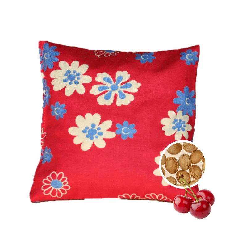 Kirschsteinsäckchen blau/beige kleinen Blümchen Kirschkernkissen Wärmekissen ca. 24x24cm