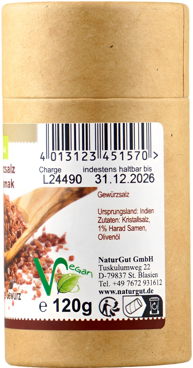 Kala Namak Schwarzsalz Feinsalz Veganer Salz Exotisches Würzmittel Eiersalz 120g