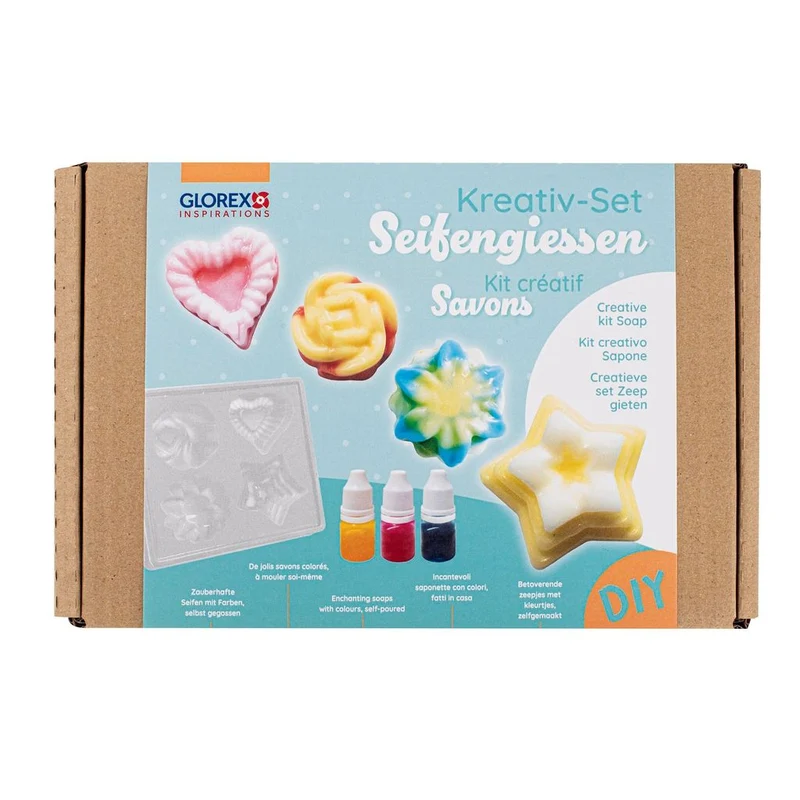 DIY Seifengießen Set – Kreative Seifenherstellung für Kinder & Erwachsene | Komplettset mit Rohseife, Farben, Glitter, Gießform & Anleitung – Seife selber machen leicht gemacht