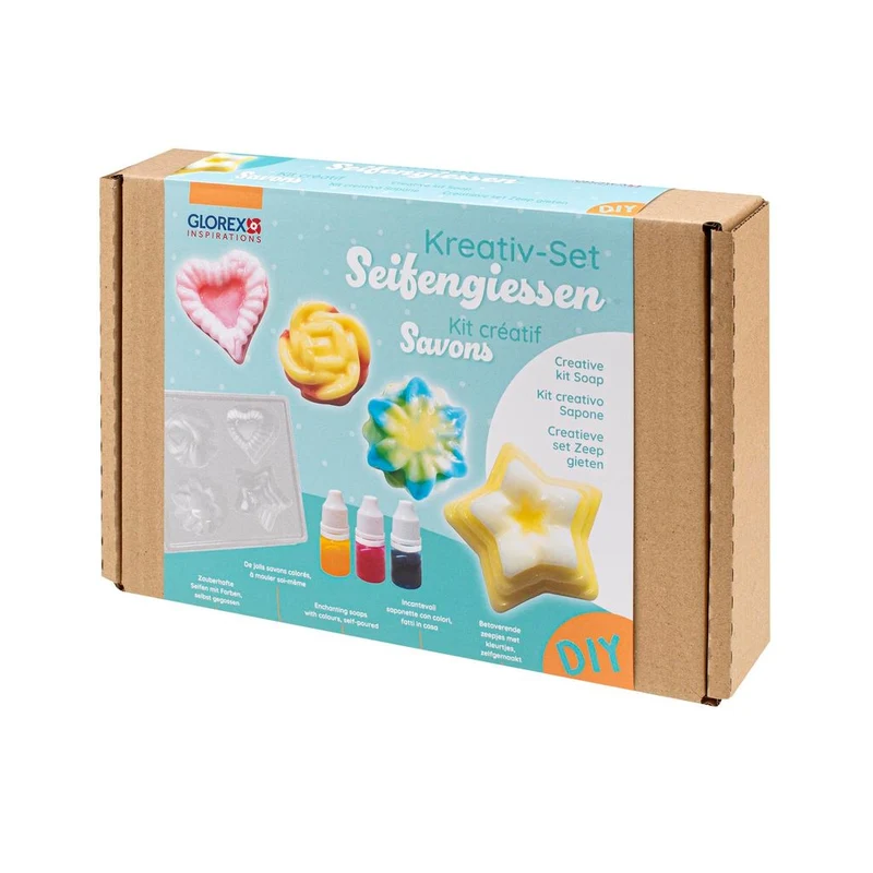 DIY Seifengießen Set – Kreative Seifenherstellung für Kinder & Erwachsene | Komplettset mit Rohseife, Farben, Glitter, Gießform & Anleitung – Seife selber machen leicht gemacht
