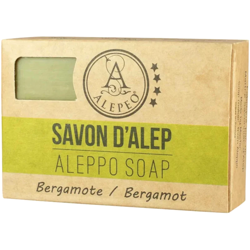 Aleppo Olivenölseife mit Bergamottenduft 100 g – Handgesiedete Naturseife – Frischer Zitrusduft