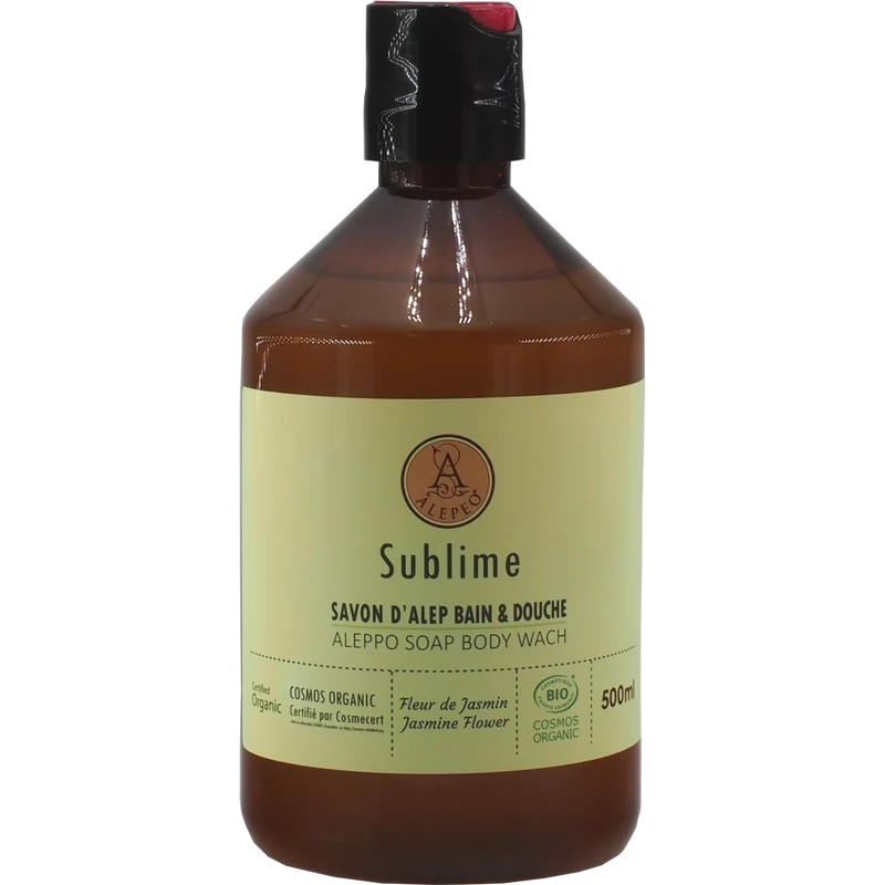 Aleppo Duschseife Jasminblüte 500 ml – Blumige Olivenöl Flüssigseife für Körper & Hände