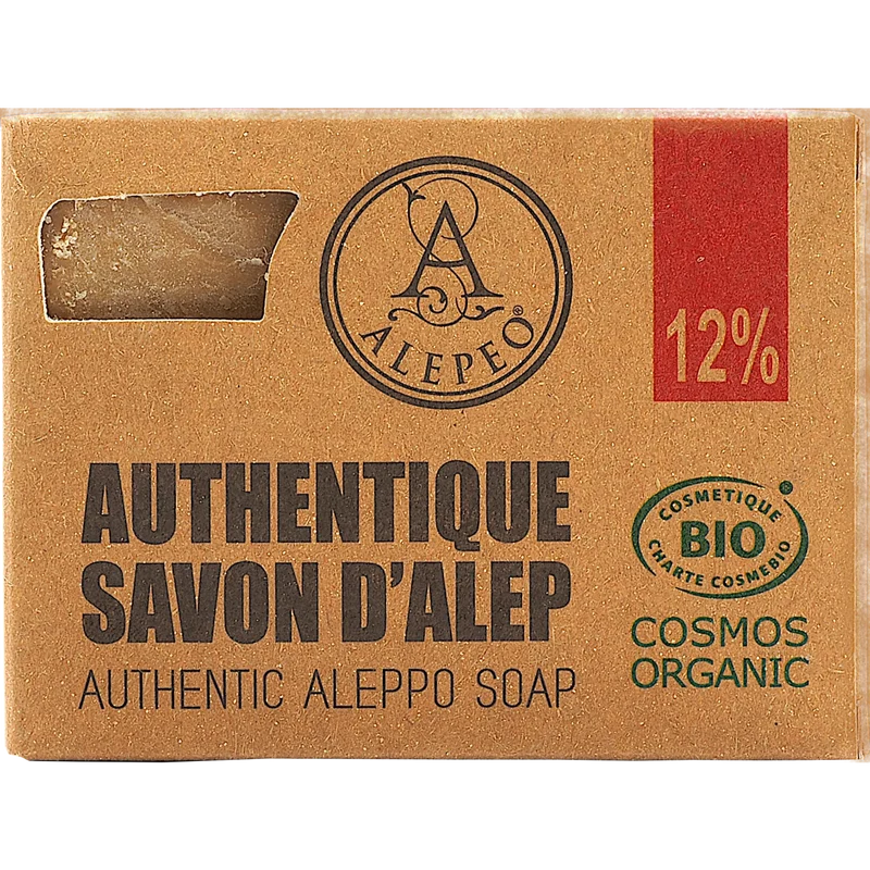 Aleppo Olivenölseife 12% Lorbeeröl 200 g – Handgesiedete Naturseife – Traditionelle Olivenölseife