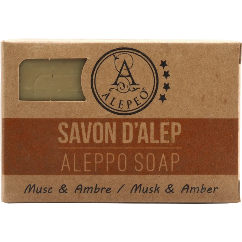 Aleppo Olivenölseife Moschus-Amber-Duft 100g Handgesiedet Orientalischer Duft