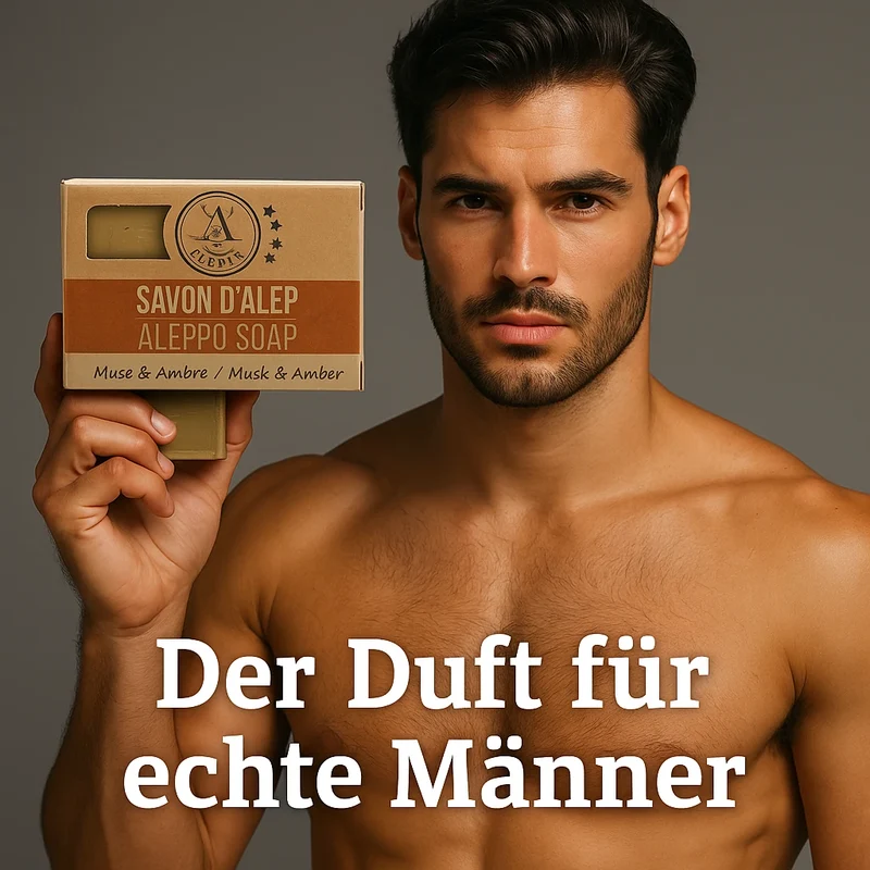 Aleppo Olivenölseife Moschus-Amber-Duft 100g Handgesiedet Orientalischer Duft